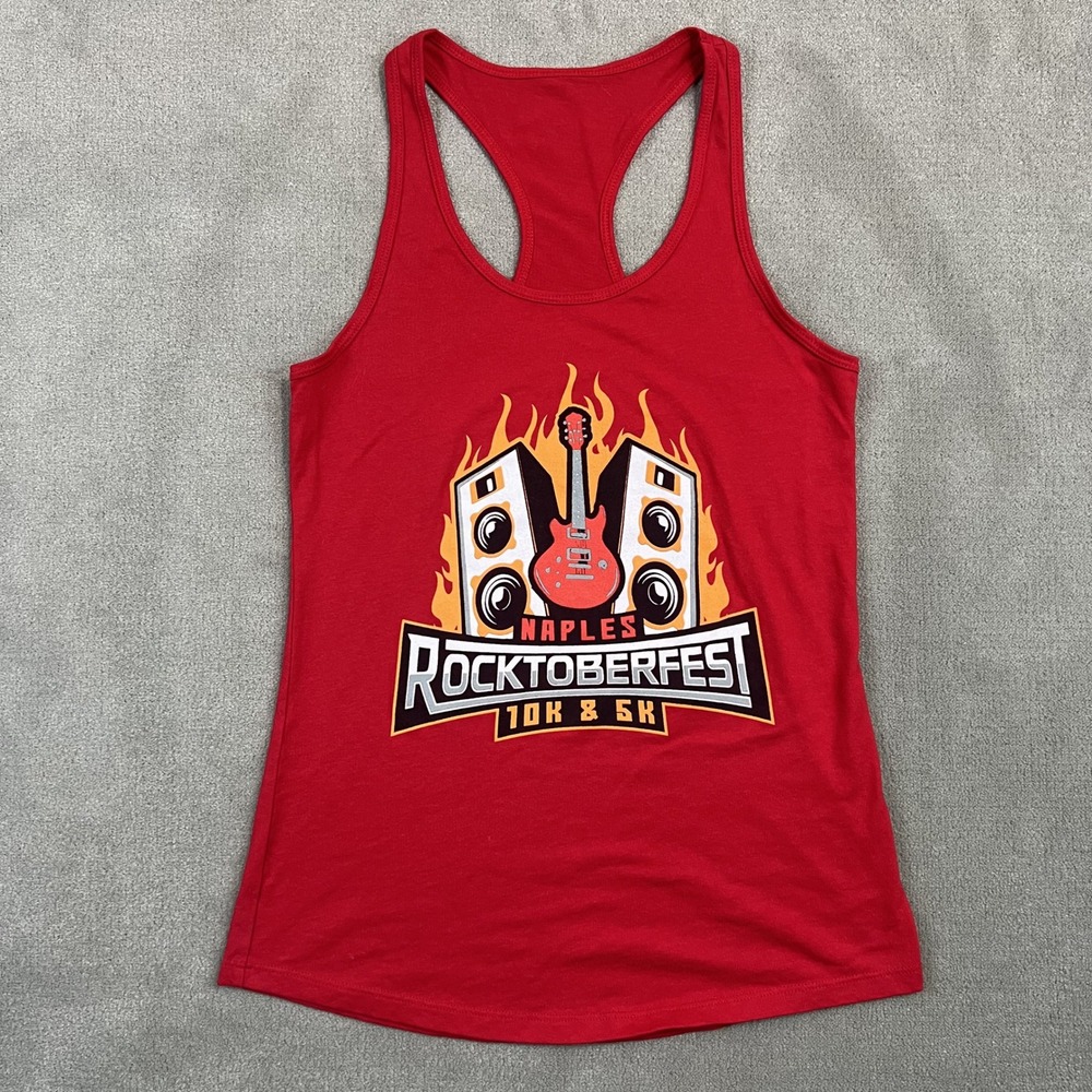 Naples Rocktoberfest Tank Top Womens Small Red Graphic Racerback 10K 5K Running